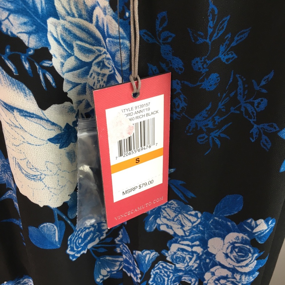 NEW Vince Camuto Floral Print Black Tank Top S - Picture 5 of 8